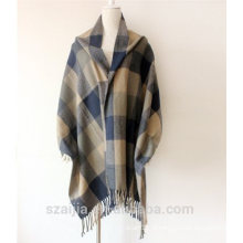 Senhoras, borda, xadrez, inverno, poncho, xaile